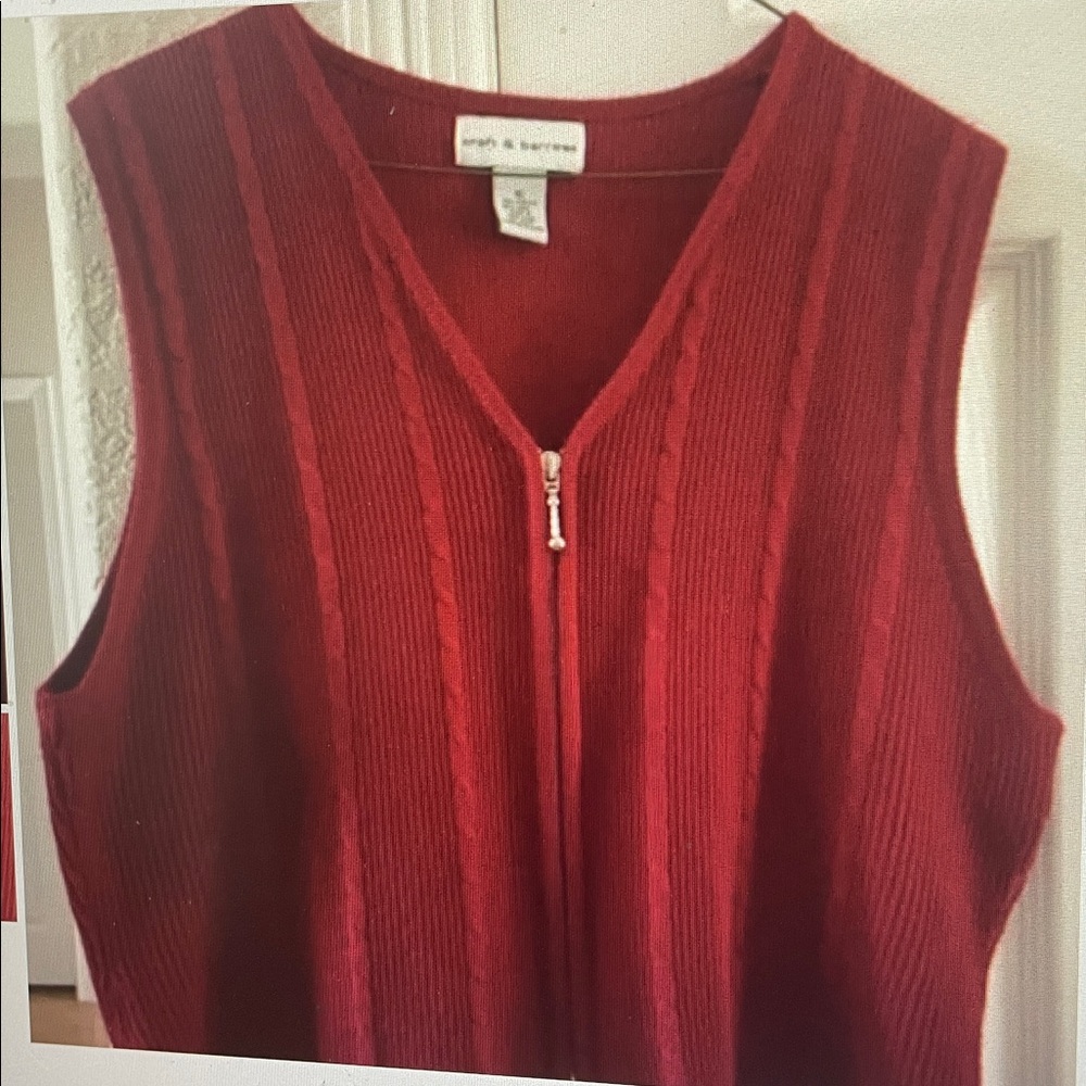 Croft & Barrow red wool blend zip up vest XL